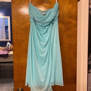 Strapless aqua dress